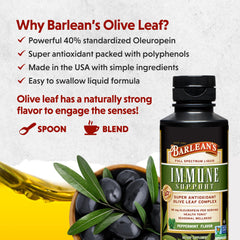 Pouring Barlean's Peppermint Olive Leaf Complex into water for a refreshing daily routine.
