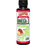 Barlean's strawberry banana flaxseed oil bottle with flavor and easy absorption