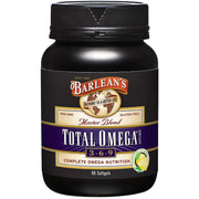 Barlean's Total Omega 3-6-9 bottle-front highlights a convenient daily omega blend.