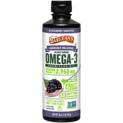 Barlean's vegan flaxseed oil bottle on a counter for daily omega intake