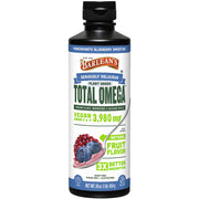 Barlean's vegan omega-3-6-9 oil bottle shows plant-based DHA and ALA.