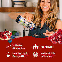Barlean's omega-3-6-9 on spoon for easy daily tablespoon.