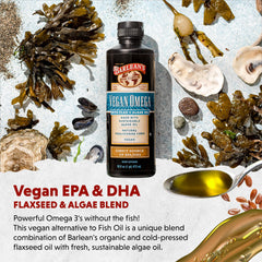 Barlean's Vegan Omega being poured into salad dressing for a mild boost.