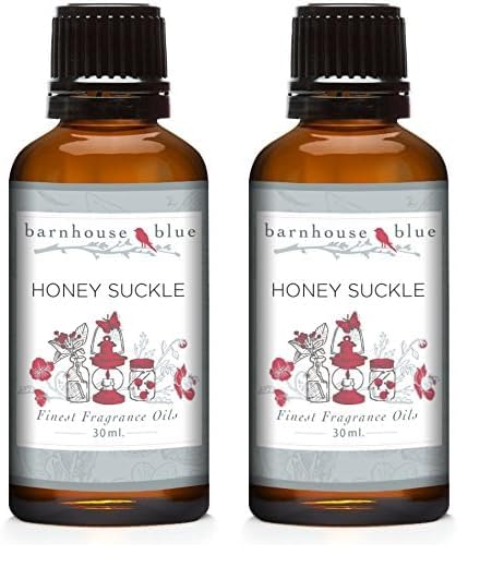 Barnhouse Blue Honeysuckle amber bottle with dropper for precise fragrance in candles, soaps, and diffusers.