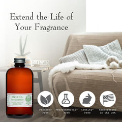 Barr Co Fir & Grapefruit diffuser refill oil closeup highlights vibrant citrus aroma.