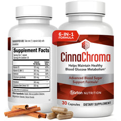 Barton Nutrition CinnaChroma capsule close-up; cinnamon extract with sugar-supporting potential.