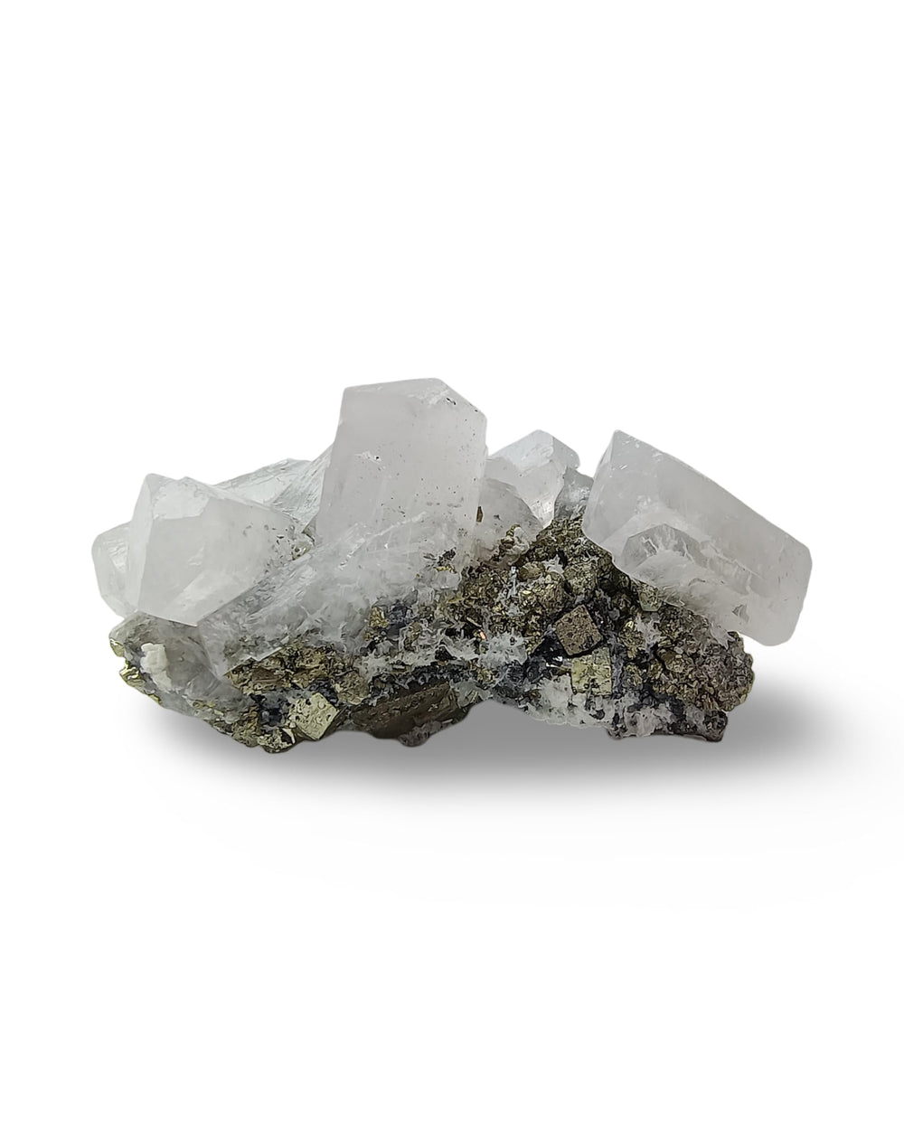 Bartra Product Peruvian calcite cluster with pyrite and quartz for display and collection.