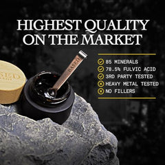 Based Shilajit resin pour illustrating convenient daily intake and quick assimilation.
