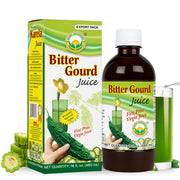 Basic Ayurveda Bitter Gourd Juice bottle emphasizing convenient daily detox support.