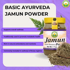 Basic Ayurveda Jamun powder scoop dispense shows easy daily use in beverages.