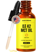 BASIC GREENS Vitamin D3 K2 liquid drops bottle for bone and joint support