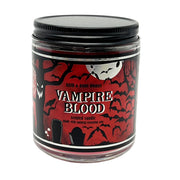 Bath & Body Works Vampire Blood candle in a red metal jar for Halloween ambiance.