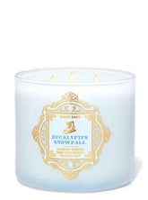 Bath & Body Works Eucalyptus Snowfall 3-Wick Candle, 14.5 oz, crisp winter fragrance.