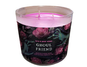 Bath & Body Works Ghoul Friend candle close-up shows three wicks for an even burn.
