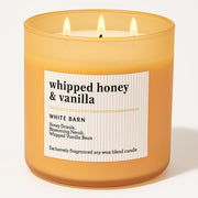 Bath & Body Works Whipped Honey & Vanilla candle jar adds warm, cozy ambiance.