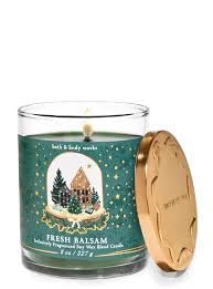 Bath & Body Works White Barn 1-Wick Candle with Essential Oils, fresh balsam for cozy winter ambiance