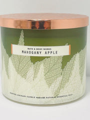 Bath & Body Works White Barn 3-Wick Candle mahogany-apple backlit flame for cozy mood