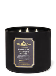 Bath & Body Works White Barn 3-Wick Candle with Mahogany Teakwood High Intensity for bold ambiance