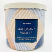 Bath & Body Works White Barn 3-Wick Candle Mahogany Vanilla for cozy ambience.