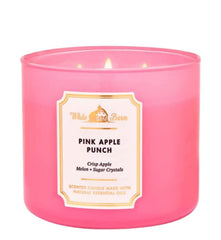 Bath and Body Works White Barn 3-Wick Candle Pink Apple Punch fills rooms with vibrant fragrance.