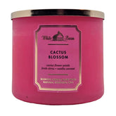 Bath & Body Works White Barn Cactus Blossom candle with triple wicks for room-filling aroma.