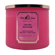 Bath & Body Works White Barn Cactus Blossom candle with triple wicks for room-filling aroma.