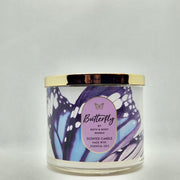 Bath & Body Works White Barn Butterfly 3-Wick Candle for vibrant living room ambiance.