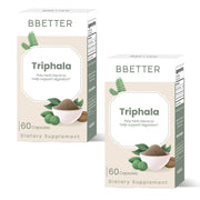 BBETTER Triphala bottle close-up highlighting the label for digestion support.