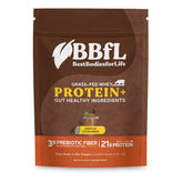 BBfL Grass-Fed Whey tub in cocoa cream supports lean muscle with clean protein.