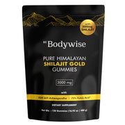Be Bodywise Shilajit Gold Gummy bottle closeup showing energy support