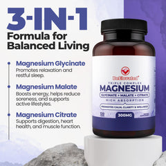 BeElevated bottle label highlighting glycinate, citrate and malate blend for calm and energy
