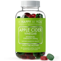 Be Happy Be You Apple Cider Vinegar Gummies bottle with The Mother supports digestion.