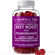 Be Happy Be You beetroot gummies bottle front showing vibrant nitric oxide support