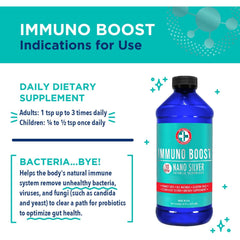 Be Smart Get Prepared Immuno Boost measuring spoon with liquid dosage for adults and children.