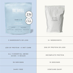 Be Well by Kelly LeVeque vanilla-bean powder close-up highlighting natural flavor.