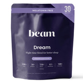 Beam Dream Sleep Powder tub front view showing packaging for easy nightly use.
