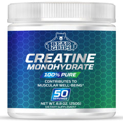 Bear Grips pure creatine monohydrate powder jar for clean, potent gains.