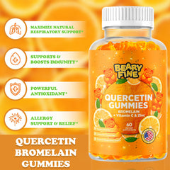 Ingredient panel on Beary Fine gummies shows Vitamin C, Zinc, and Vitamin D3.