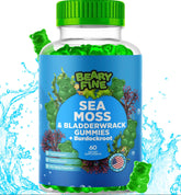 Beary Fine Sea Moss Gummies bottle-front label highlighting daily energy support