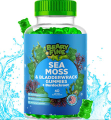 Beary Fine Sea Moss Gummies bottle-front label highlighting daily energy support