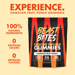 BEAST BITES Creatine Monohydrate Gummies closeup showing chewy texture and flavor