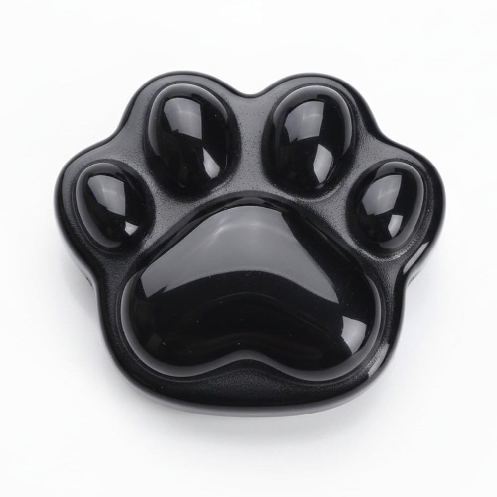 BEAUSIOO Obsidian animal paw worry stone close-up of polished surface highlighting gloss for daily use