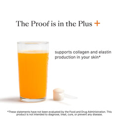 Beauty Focus Collagen+ glass with citrus drink illustrating easy daily integration.