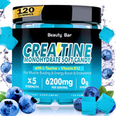 Beauty Bar Creatine Monohydrate Gummies in a bottle boost workout energy and recovery.