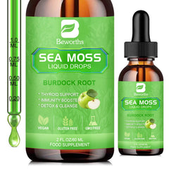 B BEWORTHS Sea Moss drops bottle with organic label for daily nourishment