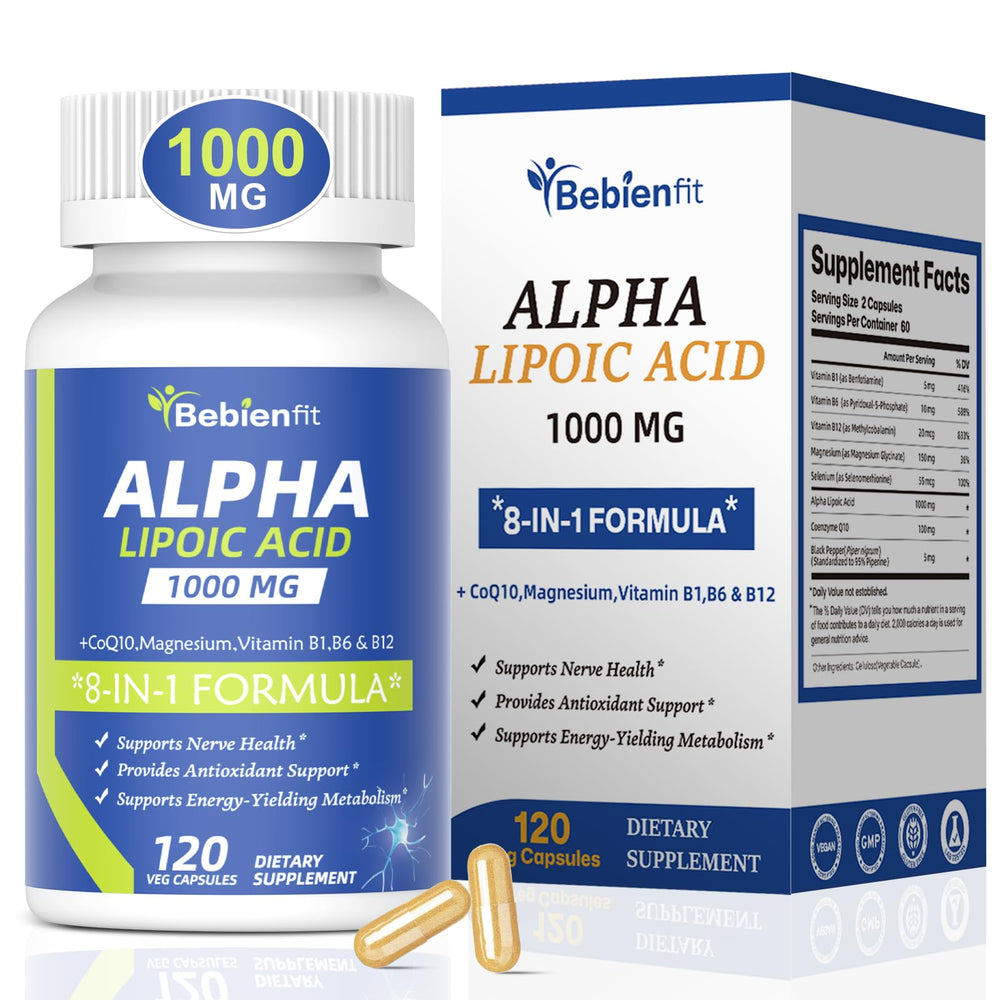Bebien Fit Alpha Lipoic Acid 1000mg bottle for daily nerve support.