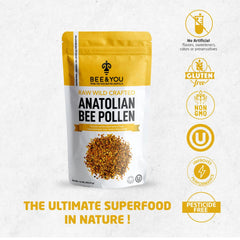 Bee & You label on bag profile emphasizes 100% pure, natural origins.