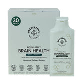 Beekeeper's Naturals Brain Health liposomal packets on bottle label for rapid absorption.