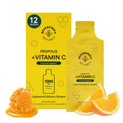 Beekeeper's Naturals Propolis Liposomal Vitamin C packet ready for daily use.