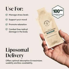 Beekeeper's Naturals Liposomal delivery capsules highlighting fast-acting calm.